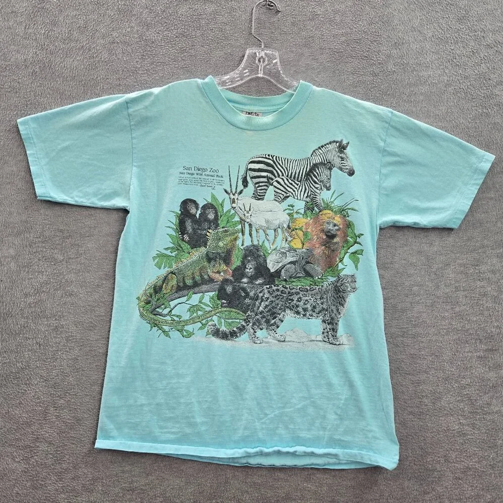 VINTAGE San Diego Zoo Men Shirt XL Single Stitch Wild Animal Park 80s USA READ - Picture 1 of 10